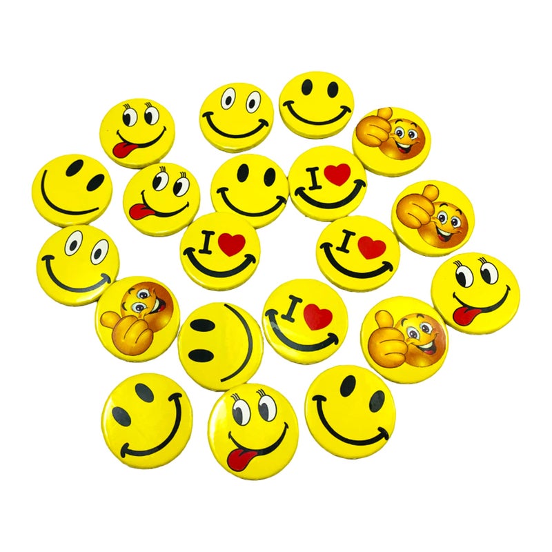Evisha Smiley/Emoji Different Moods Mini Badges (Pack of 20) (Multi-Colour) - Image 4