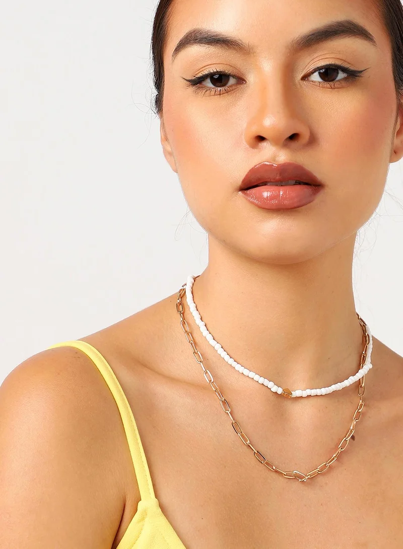 سوهي قلادة متعددة الطبقات مطلية بالذهب