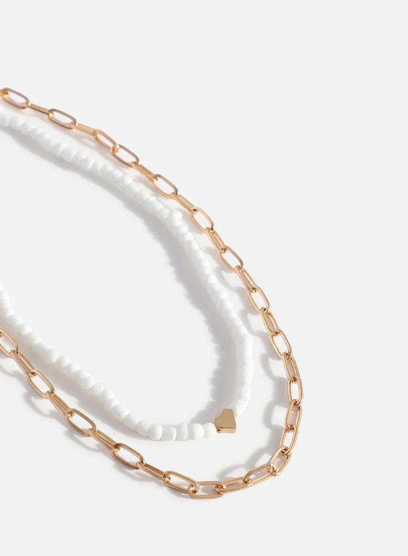 سوهي قلادة متعددة الطبقات مطلية بالذهب