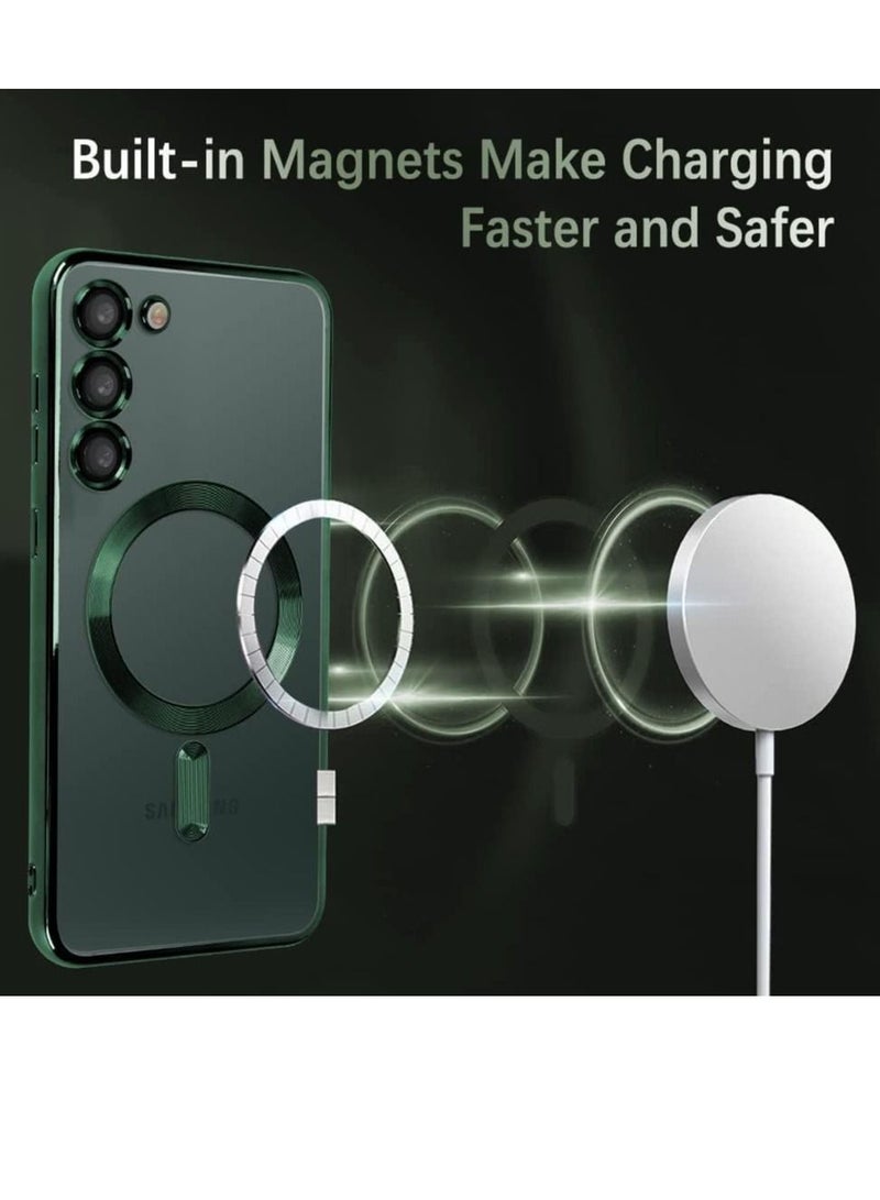 Magnetic Clear Case for Samsung Galaxy S23 Plus with Camera Lens Protector Magsafe Compatible Electroplated Soft TPU Shockproof Anti-Scratch Phone Case - Image 3
