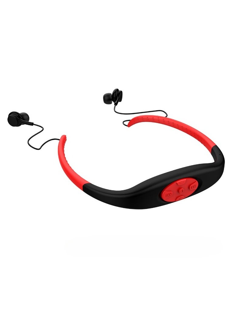 BOKA Bluetooth Swimming Headphones, Waterproof Mp3 Headset Music Player, Comfortable HD Stereo Sound Earbuds, Rechargeable Neckband Headphones For Swimming, Surfing, Running, Sports, (1pc, Red) - Image 1