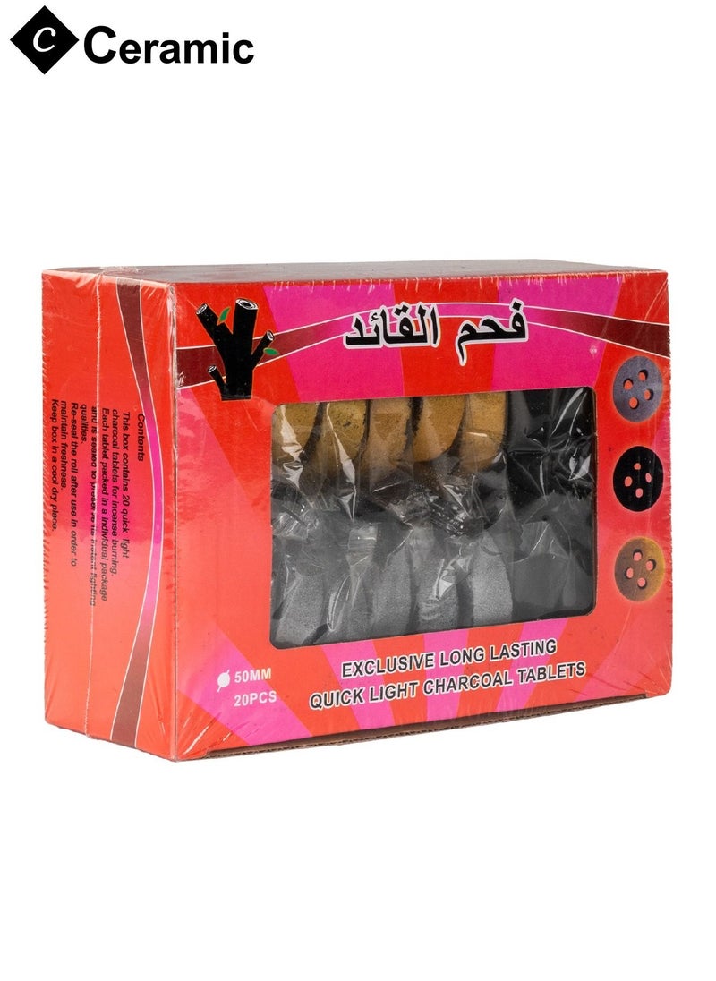 CERAMIC Al Qaed  Coal Charcoals Quick Ignite and Long Lasting 20 Pieces  - Image 1