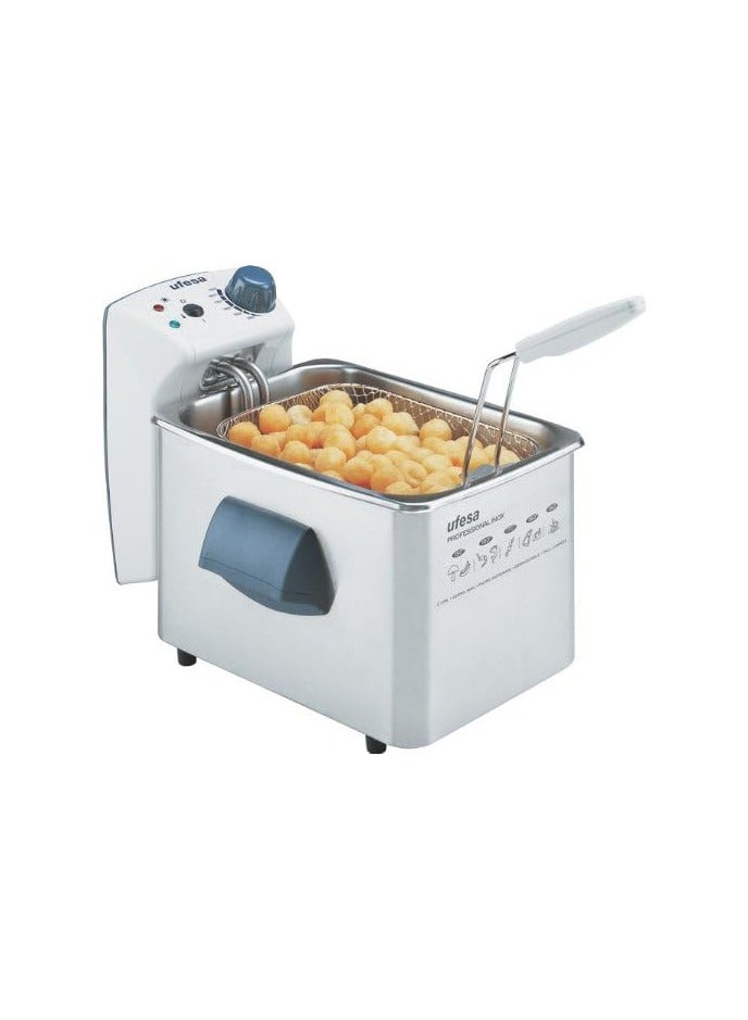 UFESA FR1215 Deep Fryer 2L, 1800W Electric Fryer, Stainless Steel Body, Easy to Clean & Store – Silver
