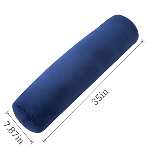 1 MIDDLE ONE Body Pillow for Adults, Bolster Pillow with Removable Velvet Cover, Long Round Cervical Roll Pillow, 35 x 7.87 Inches, Blue - Image 3