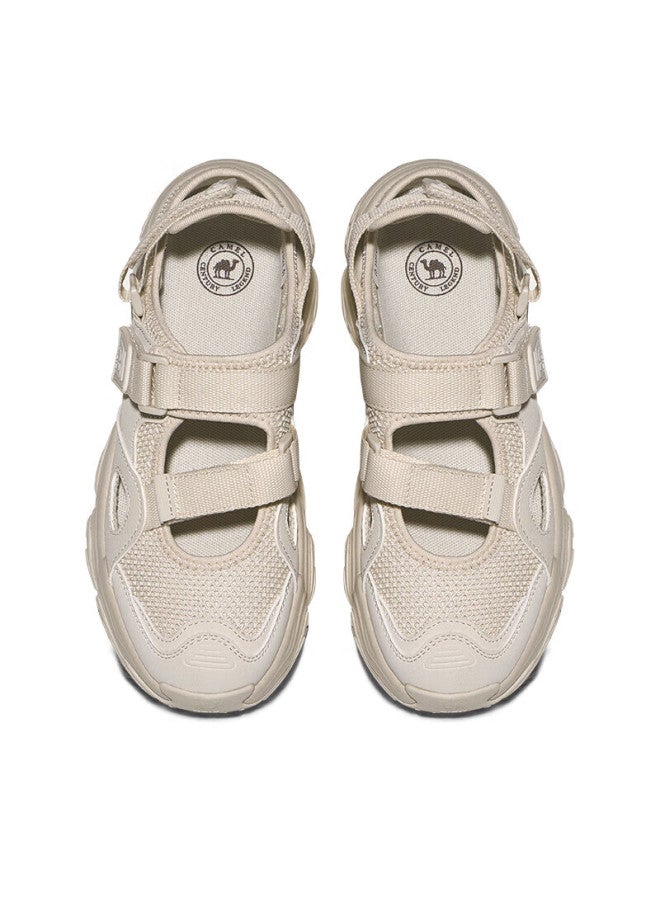 CAMEL Cute Summer Height Increasing Casual Women's Shoes Magic Tape Casual Sports Sandals K25b09l7010 Light Beige 37 - Image 1