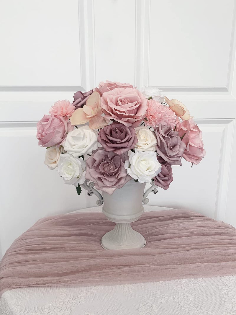 FACINOC Roses Artificial Flowers Pink Bouquet Combo Box Set Fake Flowers Bulk for DIY Bridal Wedding Shower Decorations Centerpieces for Table Fake Floral Arrangement for Party Home Decor Indoor - Image 5