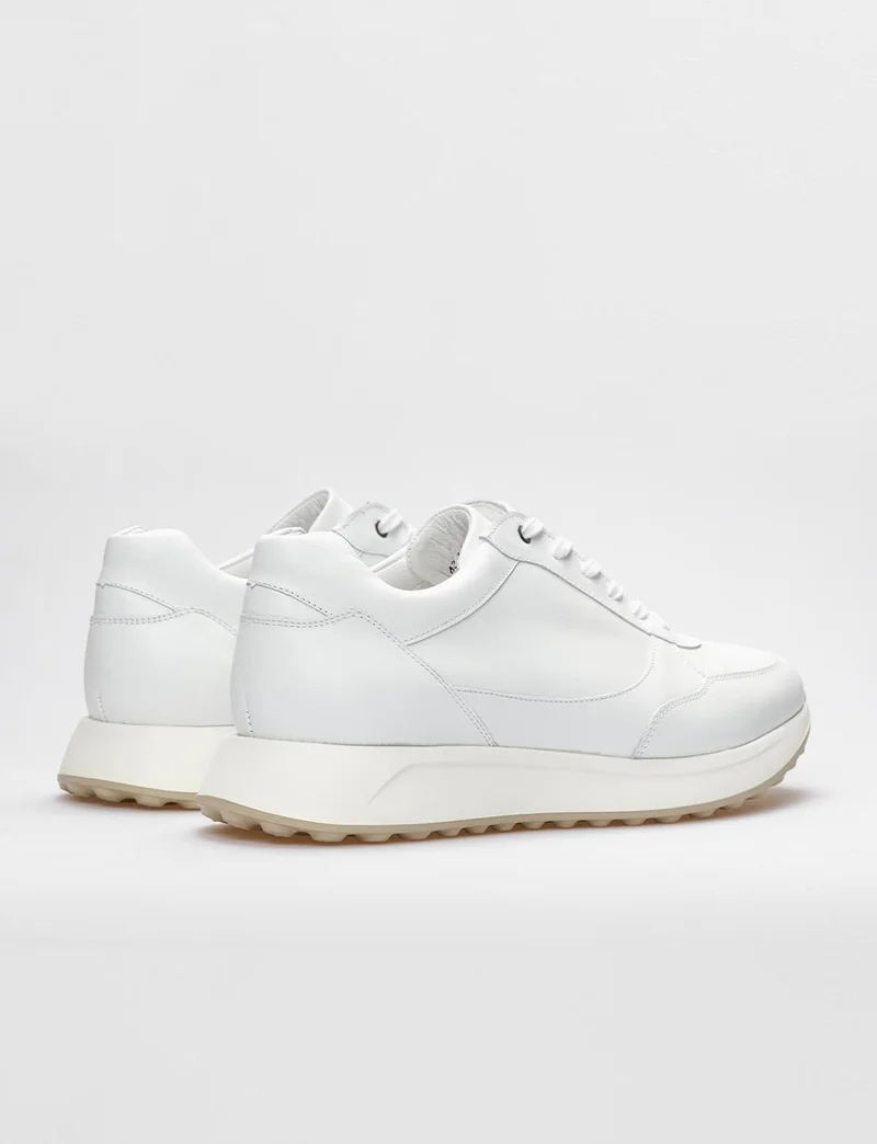 كاباني Leather White Lace-Up Men's Sports Shoes