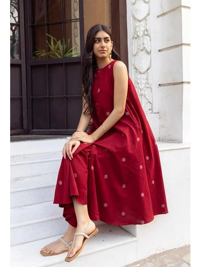 جو سريكي كورتا مستقيمة مطبوعة بمزيج من GoSriKi للنساء مع بالازو (DEEKSHA RED-GS_L_Red_Large)
