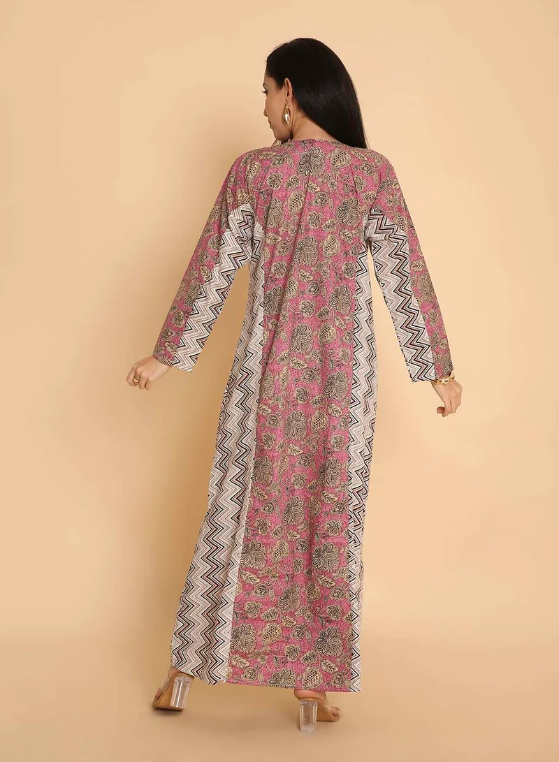 HANA & SARA Long printed jalabiya casual kaftan dress for women