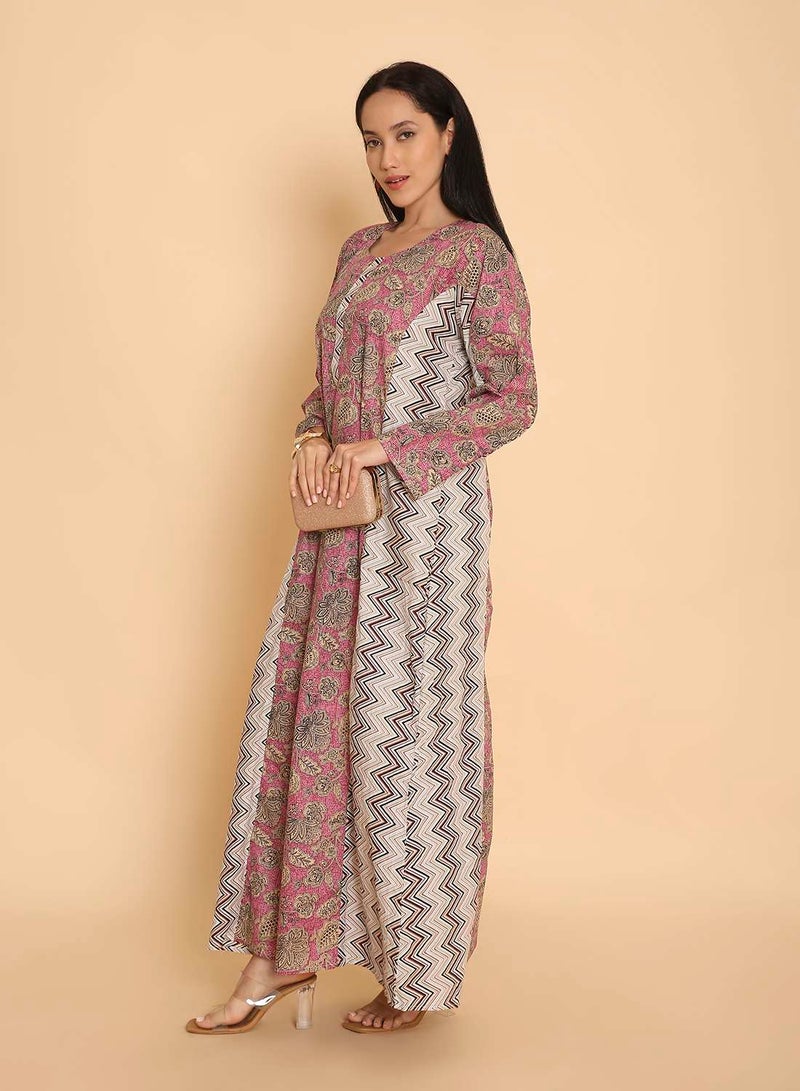 HANA & SARA Long printed jalabiya casual kaftan dress for women - Image 5