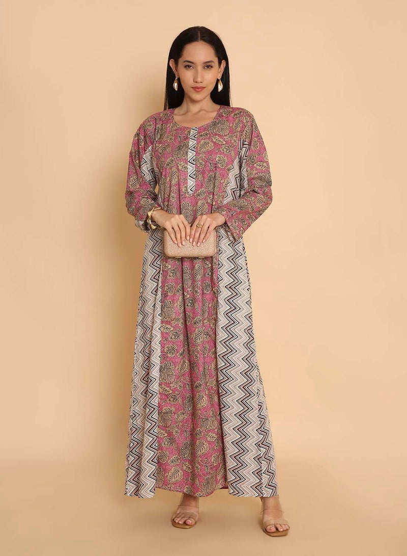 HANA & SARA Long printed jalabiya casual kaftan dress for women - Image 1