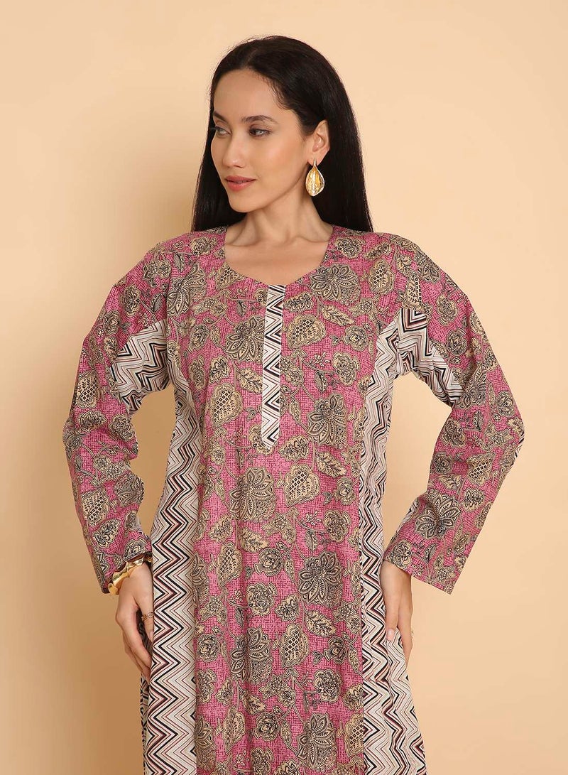 HANA & SARA Long printed jalabiya casual kaftan dress for women - Image 3