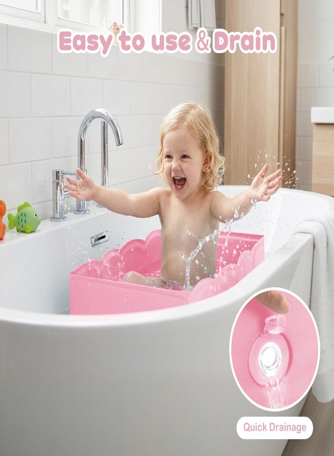 حوض استحمام قابل للطي للأطفال الرضع، هيكل مقوى، حوض استحمام قابل للطي للأطفال الرضع بقاعدة مانعة للانزلاق، حوض استحمام محمول موفر للمساحة للأطفال من عمر 6 أشهر إلى 4 سنوات، مناسب للاستخدام الخارجي والسفر (وردي) - Image 3