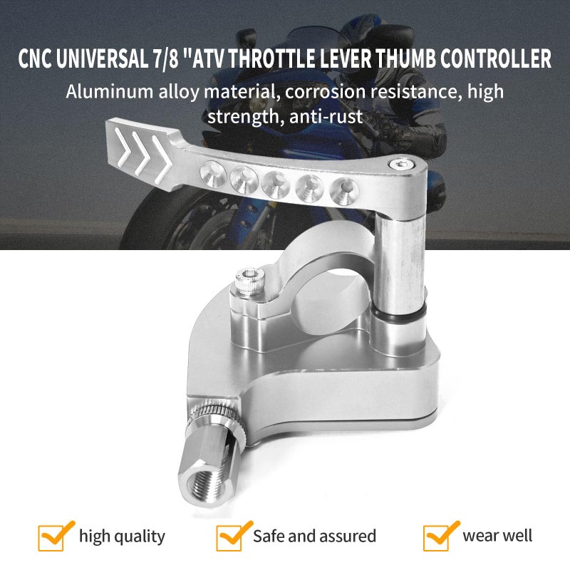 EATAKWARD Universal Billet CNC 7/8 inch ATV Throttle Lever Thumb Controller Thumb Throttle Replacement for Yamaha Raptor 350 660 700 HD TRX Replacement for Suzuki LTR450 250 500 LTZ400 250 etc - Image 2