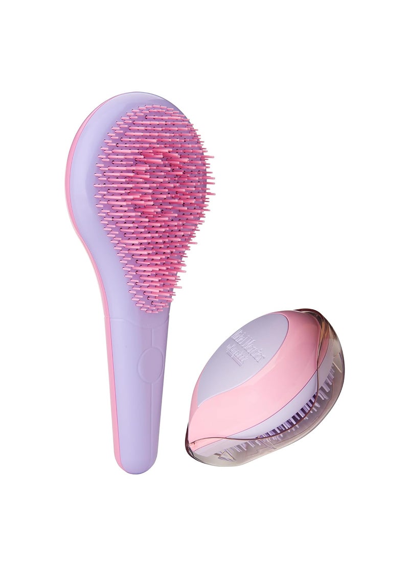 Michel Mercier - Michel Mercier Home and Travel Detangler Set  Classic Detangler Brush and Travel Detangler Brush  Reduces Frizz and Breakage  Fine Hair  2 Pc - Image 1