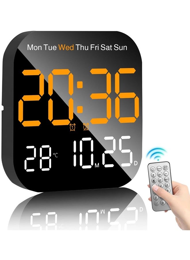 صاروخ فلاير ساعة حائط رقمية ، ساعة رقمية LED مع جهاز تحكم عن بعد لتزيين غرفة المعيشة ، اليوم ، التاريخ ، درجة الحرارة في 3 ألوان ، سطوع تلقائي ، دائم معلق ، بطارية غير مدرجة - Image 1
