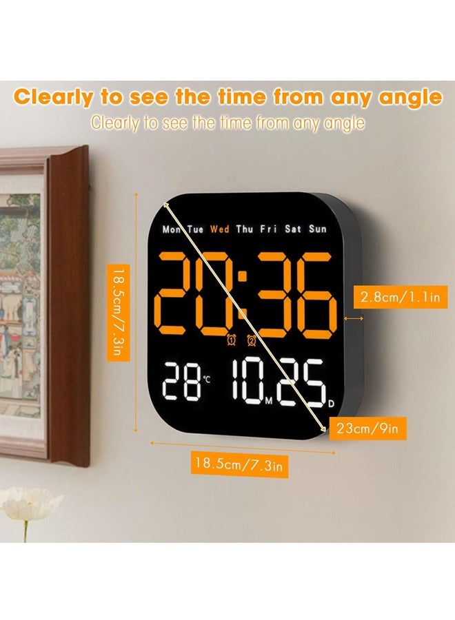 صاروخ فلاير ساعة حائط رقمية ، ساعة رقمية LED مع جهاز تحكم عن بعد لتزيين غرفة المعيشة ، اليوم ، التاريخ ، درجة الحرارة في 3 ألوان ، سطوع تلقائي ، دائم معلق ، بطارية غير مدرجة - Image 3