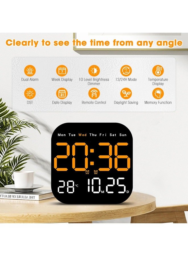 صاروخ فلاير ساعة حائط رقمية ، ساعة رقمية LED مع جهاز تحكم عن بعد لتزيين غرفة المعيشة ، اليوم ، التاريخ ، درجة الحرارة في 3 ألوان ، سطوع تلقائي ، دائم معلق ، بطارية غير مدرجة - Image 4