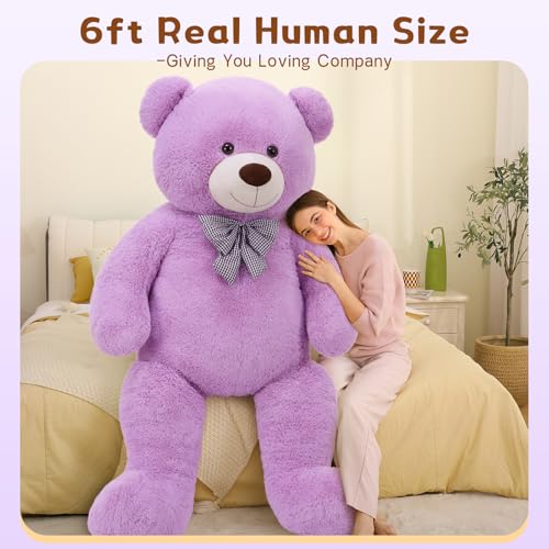 MaoGoLan Big Teddy Bear 6 FeetLife Size Huge Teddy Bear Plush Stuffed AnimalAdorable and Soft Purple Teddy Bear Gift for ChristmasValentinesBirthdayor Long Distance - Image 5