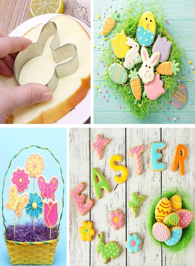 Q-BAKER Easter Cookie Cutters, 5 Pieces Chick Carrot Egg Bunny Rabbite Shapes Metal Cookie Cutters Stainless Steel Sets Holiday Themed Baking Kit - Image 5