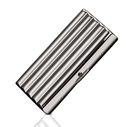 Exttlliy Creative Thin Portable Stainless Steel Pocket Carrying Cigarette Box Case for Holds 10 Regular Size Cigarettes (Not Included Cigarette) - Image 1