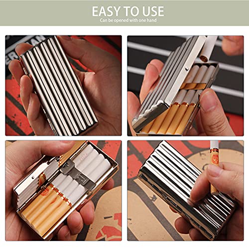 Exttlliy Creative Thin Portable Stainless Steel Pocket Carrying Cigarette Box Case for Holds 10 Regular Size Cigarettes (Not Included Cigarette) - Image 4