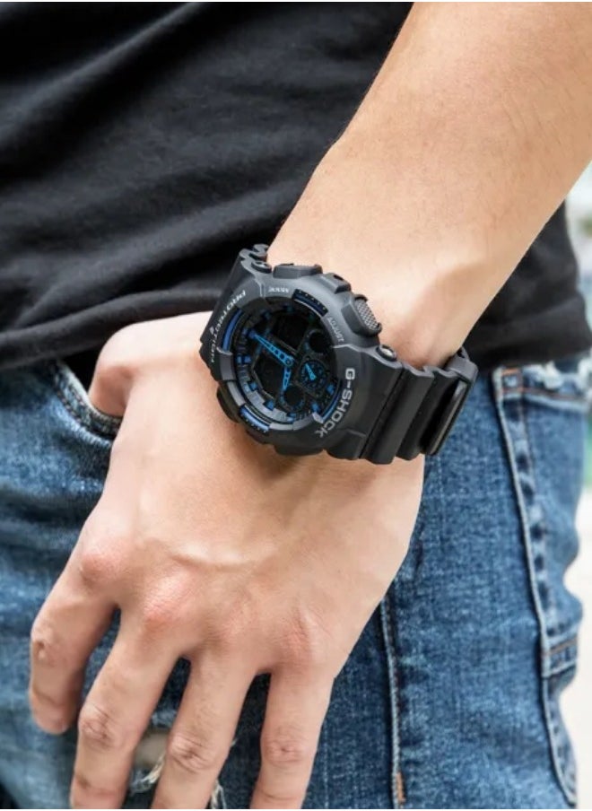 CASIO - G-Shock GA100-1A2 Analog-Digital Speed Indicator Black Dial Men's Watch - Image 1