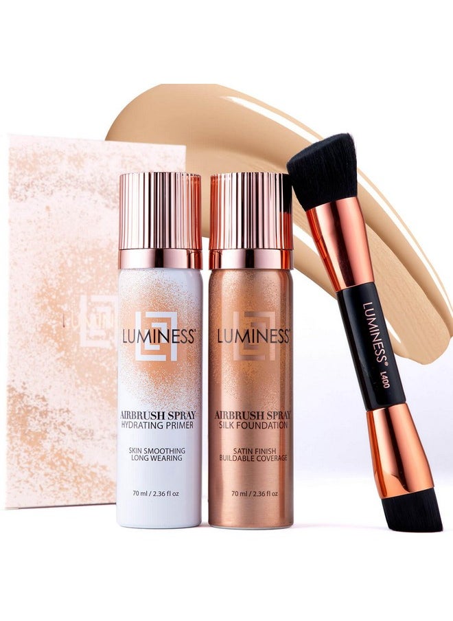 LUMINESS - LUMINESS Airbrush Spray Silk Foundation Starter Kit - Fair - Foundation, Primer & Dual-Sided Angled Buffing Brush - Medium, Buildable Coverage, Anti-Aging Formula Hydrates & Moisturizes - Image 1