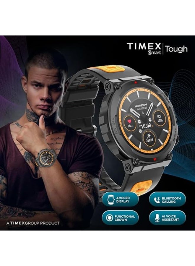 تيميكس ساعة TIMEX Tough الذكية المتينة: شاشة AMOLED دائرية مقاس 1.43 بوصة بدقة 466×466 بكسل | تاج وظيفي | إجراء المكالمات عبر البلوتوث | هيكل معدني | شاشة تعمل دائماً (Always On) | مساعد صوتي بالذكاء الاصطناعي | أكثر من 100 وضع رياضي | أكثر من 100 واجهة للساعة - Image 3