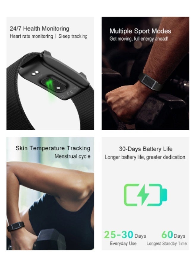 Smart Bracelet Health Fitness Tracker 45-Day Battery Life Lightweight Wearable Activity Tracker with Free App Black. - Image 3