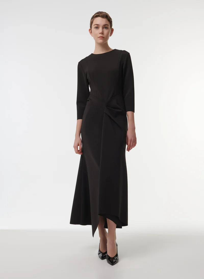 leem Marked Waist Pleat Detail Dress