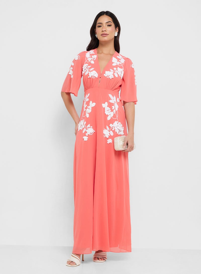 Hope & Ivy Floral Appliqué Maxi Dress  - Image 4