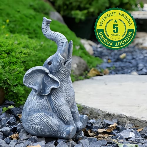 LEGIFO Garden Decor Elephant Statue Set of 3, Resin Outdoor Sculpture for Yard, Patio & Lawn - Unique White Elephant Figurines, Christmas Birthday Gift for Women, Mom, Grandma & Family - Image 4