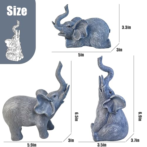 LEGIFO Garden Decor Elephant Statue Set of 3, Resin Outdoor Sculpture for Yard, Patio & Lawn - Unique White Elephant Figurines, Christmas Birthday Gift for Women, Mom, Grandma & Family - Image 3