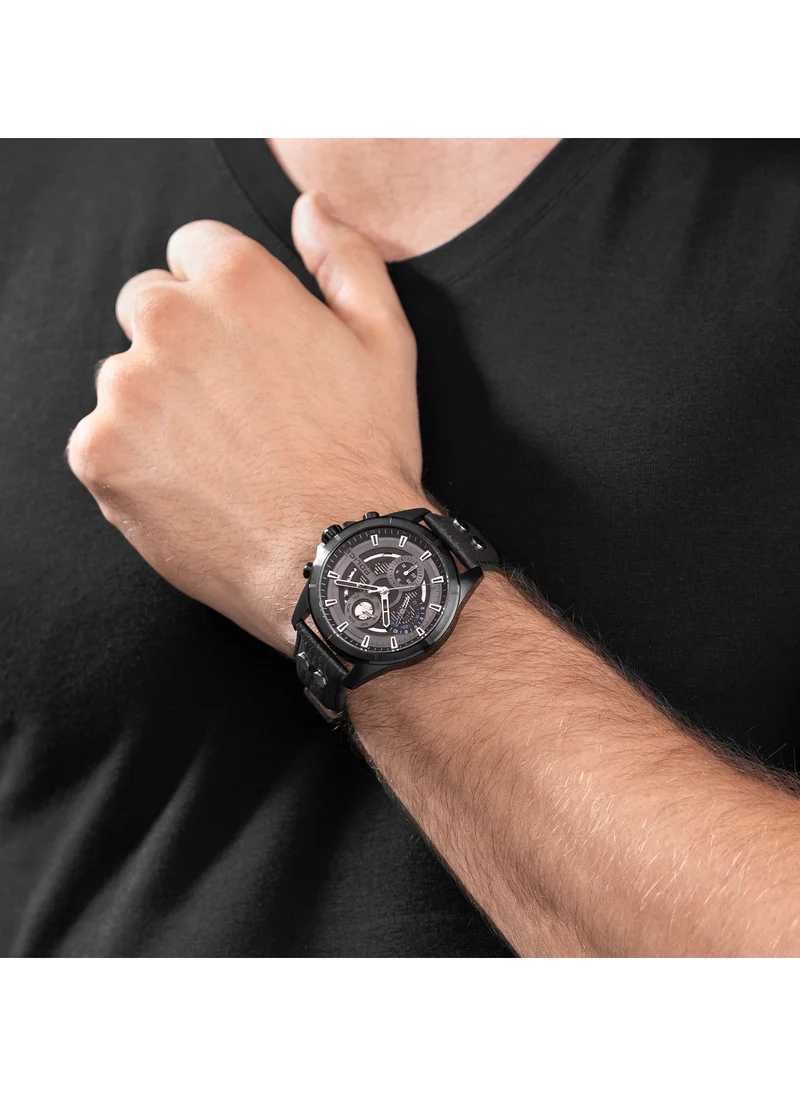 POLICE Malawi Men's 42mm Multifunction Watch with Brown Leather Strap