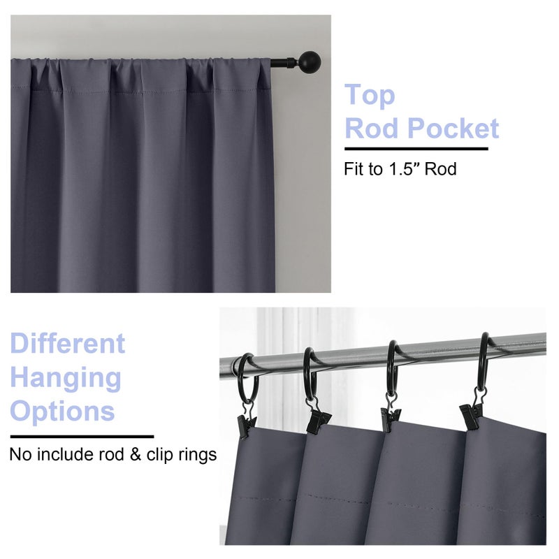 Simplebrand Ava Grey Short Blackout Curtains for Bedroom 45 Inches Long 2 Panels Set, Solid Thermal Insulated, Energy Saving Window Treatment Curtains Blackout Drapes, W40 x L45 Inch, Grey - Image 4