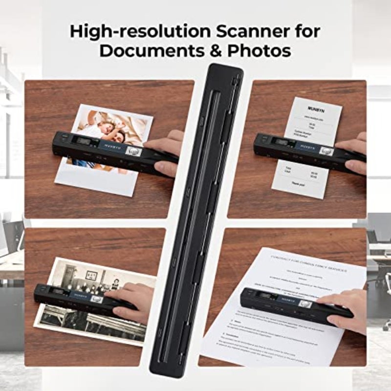 Portable A4 photo scanner for documents, pictures, pages, texts at 900 DPI; flatbed scanning; includes 16GB SD card; wand-style document reader; USB cable upload to computer; driver-free operation - Image 2