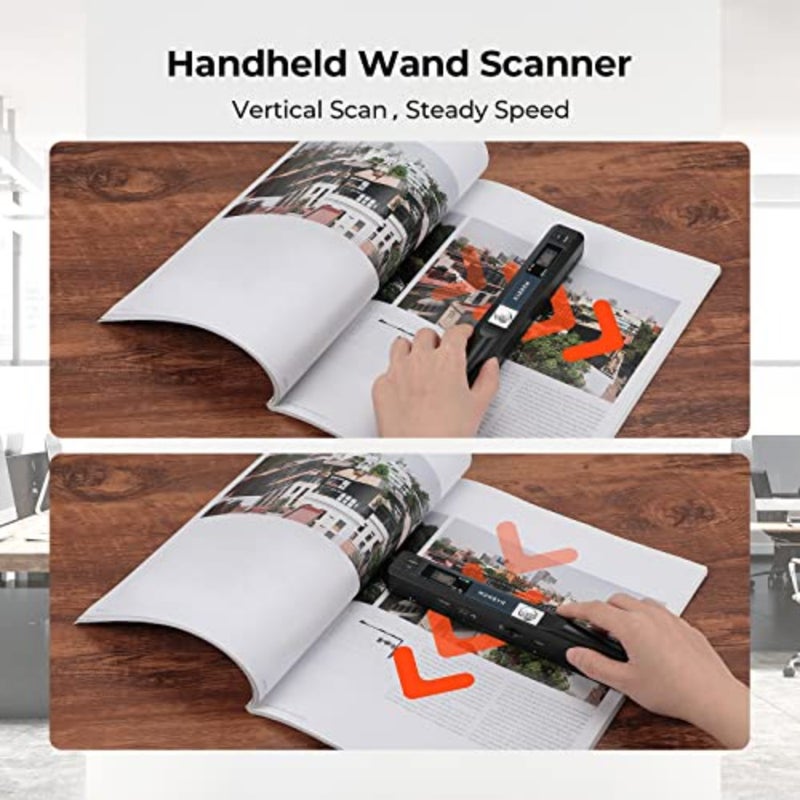 Portable A4 photo scanner for documents, pictures, pages, texts at 900 DPI; flatbed scanning; includes 16GB SD card; wand-style document reader; USB cable upload to computer; driver-free operation - Image 3