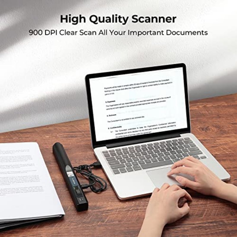 Portable A4 photo scanner for documents, pictures, pages, texts at 900 DPI; flatbed scanning; includes 16GB SD card; wand-style document reader; USB cable upload to computer; driver-free operation - Image 4
