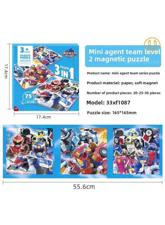 Marvel Avengers Iron Man Spider-Man Children's Benefiting Intelligence Development Toy Magnetic Quiet Book Triple Fold Puzzle-Color:Mini Agent Team 3-in-1 (white Card) 1087 - Image 1