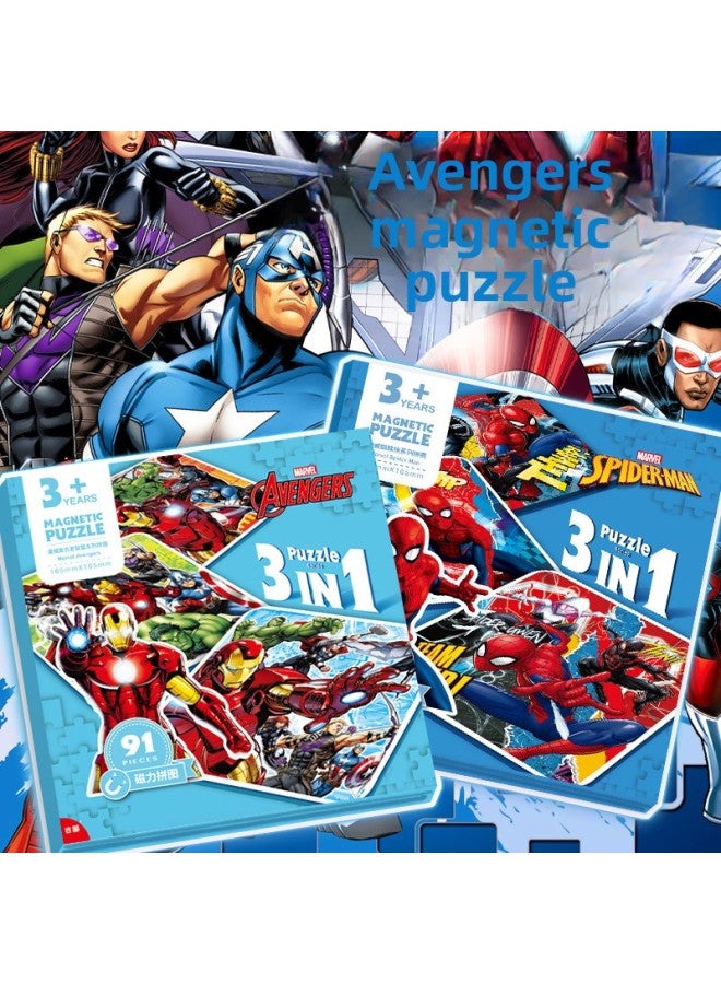 Marvel Avengers Iron Man Spider-Man Children's Benefiting Intelligence Development Toy Magnetic Quiet Book Triple Fold Puzzle-Color:Mini Agent Team 3-in-1 (white Card) 1087 - Image 2