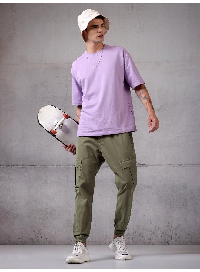 Beyoung Solid Tan Brown Regular Fit Cargo Pant for men - Image 3
