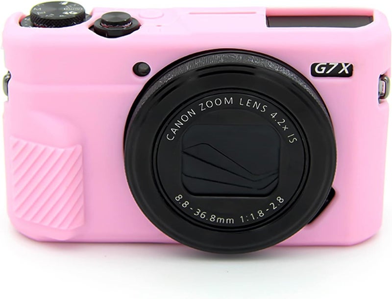إيزي هود حقيبة G7X2، حقيبة كاميرا لـ Canon G7 X Mark II، غطاء حماية من السيليكون الناعم مع غطاء عدسة قابل للإزالة لكاميرا Powershot G7X Mark II DSLR - وردي بدون غطاء - Image 1