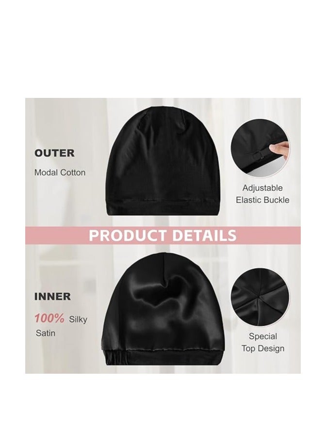 Flushrenic Silk Bonnet for Sleeping Women, Adjustable Silky Satin Lined Sleep Cap, Silk Hair Wrap for Sleep Night Cap - Image 3