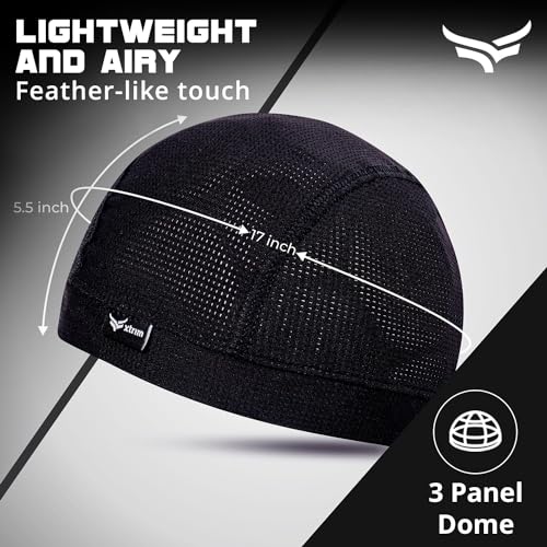 XTRIM Unisex Helmet Skull Cap for Bikers & Cyclists, Cotton Head Cap, Hair Inner Helmet Cap for Men, Sweat Cooling Beanie Cap for Men for Women, Skull Mask for Bike (Pack of 2, Orange & Black) - Image 4