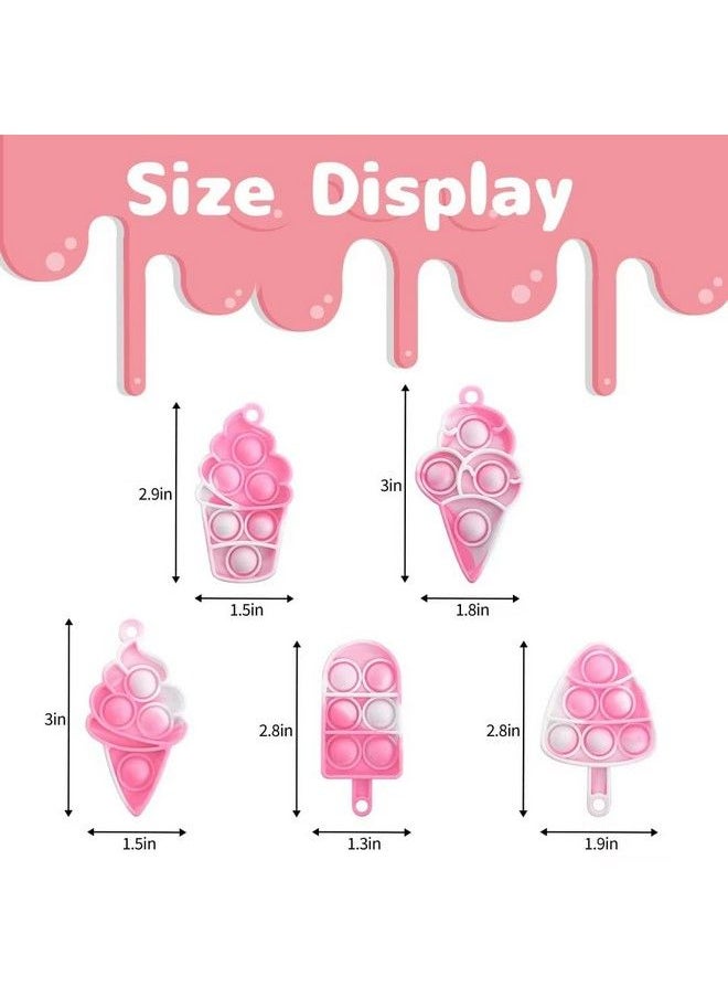 BINGLALA 20 Pcs Simple Fidget Toys Pop Fidget Toy Keychain Toy Mini Stress Relief Hand Toys Ice Cream Pop Sensory Toy Pop Anxiety Stress Reliever Office Desk Toy For Kids Adults  - Image 3