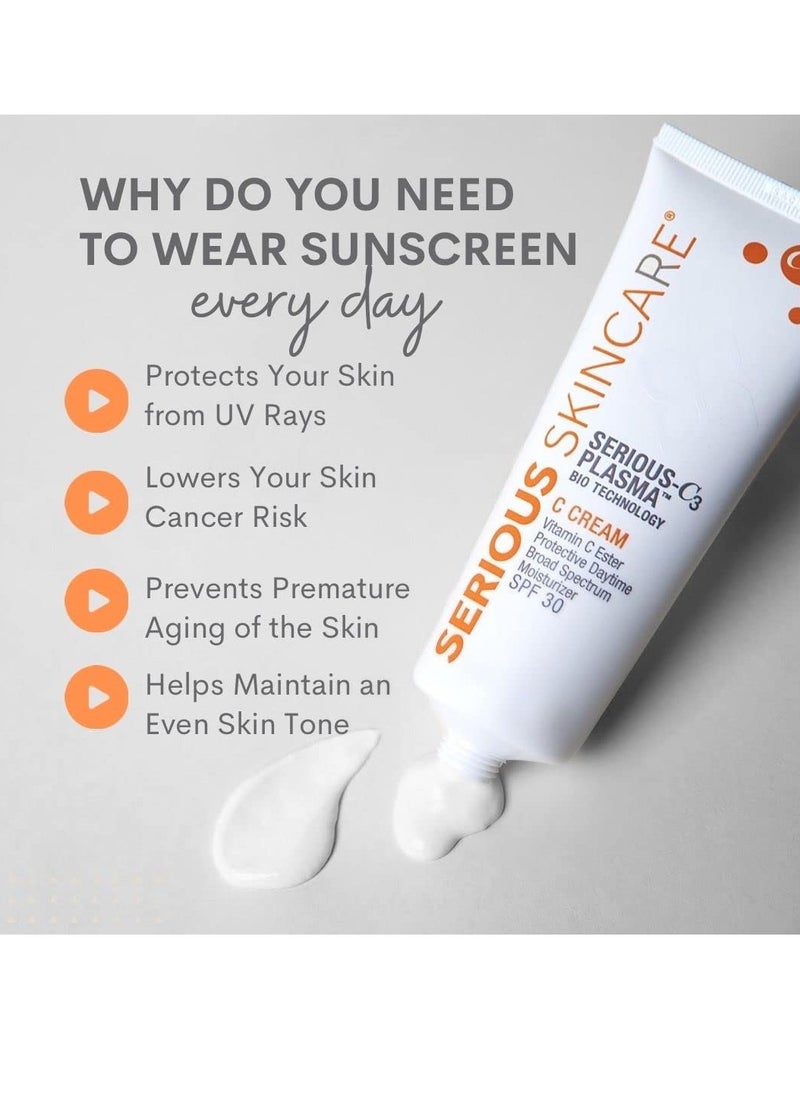 Serious Skincare Serious Skincare - Vitamin C Face Cream for Women and Men - Hydrates Dry Skin - Anti-Aging Wrinkle Moisturizer for Radiant Skin - Vitamin C3 Esters - Hydrolyzed Collagen - Daytime SPF 30-2 Fl. Oz.  - Image 2