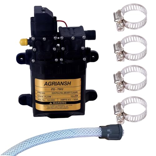 Agriansh 12v DC Motor Kit Water Pump Battery Sprayer Double Motor High Pressure Pump 220 Psi Battery Sprayer for Agriculture, Bike Washing Booster Pump for Water Pressure Home Small Water Pump Machine - Image 1