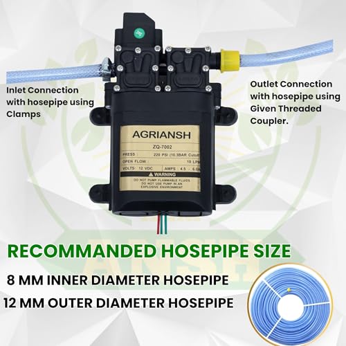 Agriansh 12v DC Motor Kit Water Pump Battery Sprayer Double Motor High Pressure Pump 220 Psi Battery Sprayer for Agriculture, Bike Washing Booster Pump for Water Pressure Home Small Water Pump Machine - Image 3