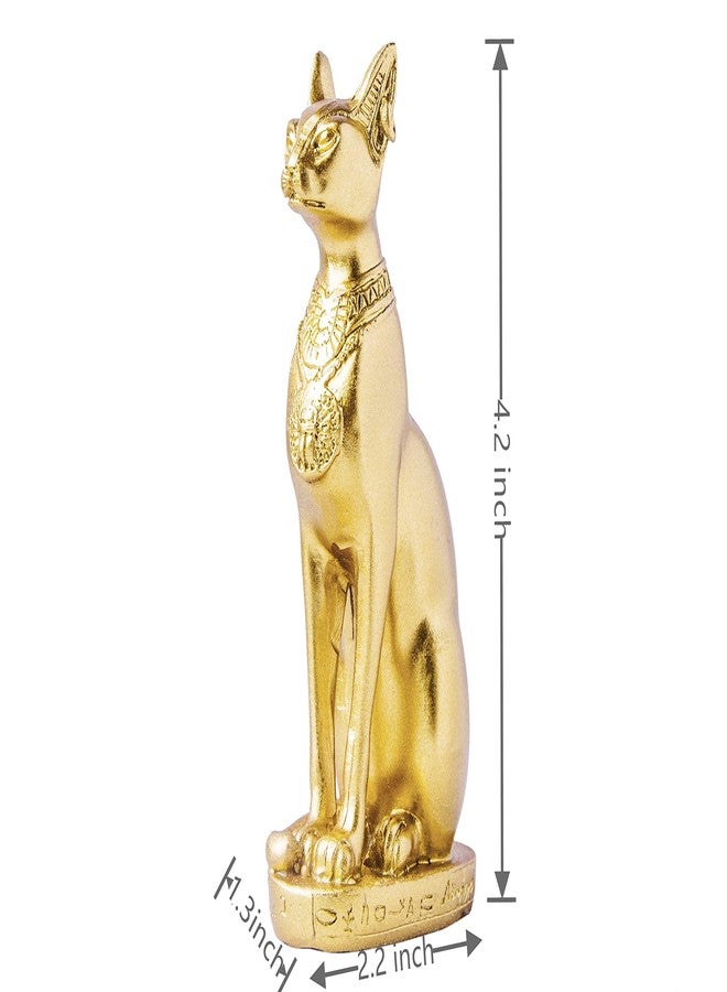 EASCHEER Egyptian Cat Goddess Bastet Statue Egyptian Décor 1PCS(4.2 inches Gold) - Image 2